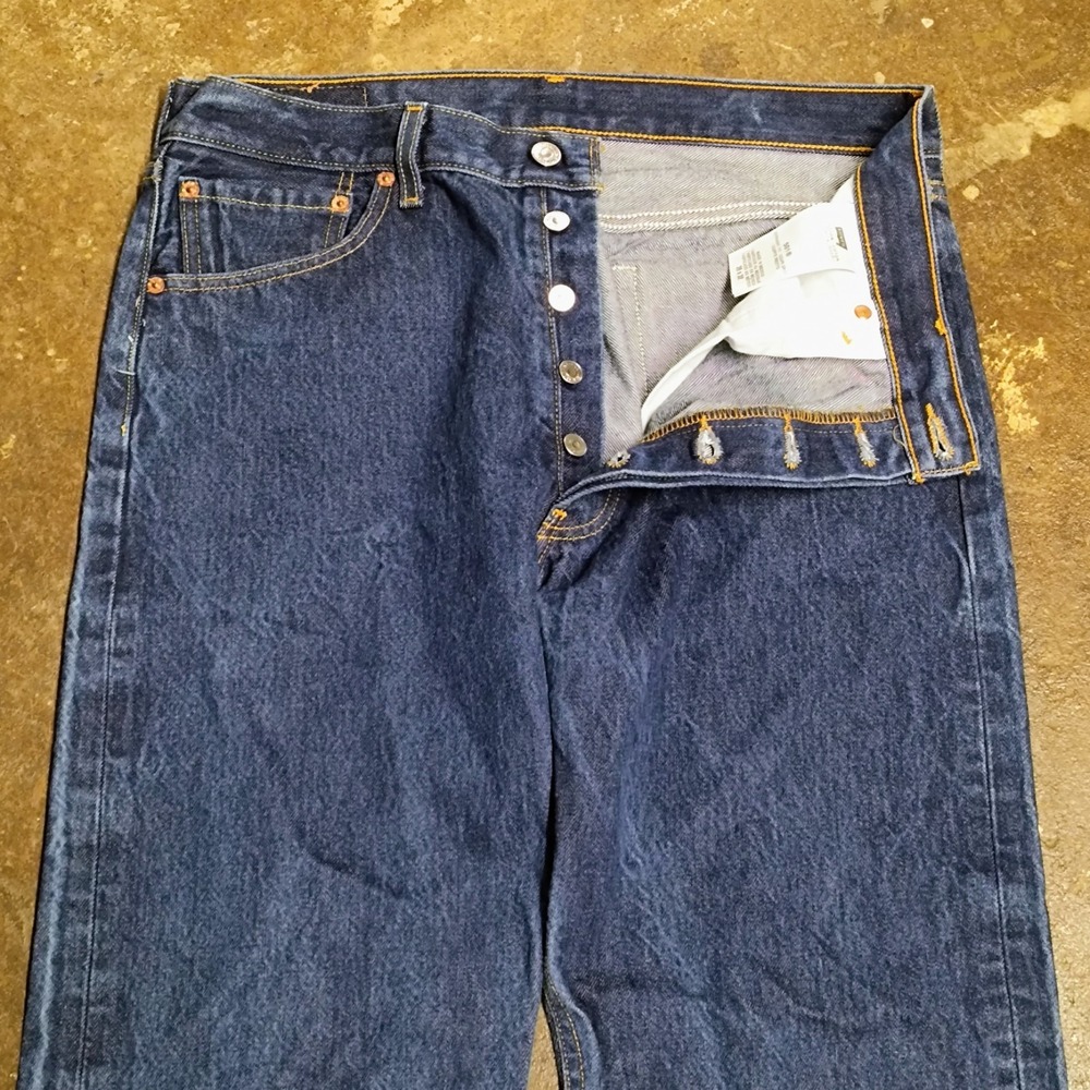 Levi's 501 Button Fly Jeans 33x29 (35x32 Tag) Mens Dark Straight Leg Denim 2010